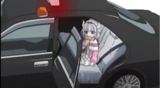 🤭 a378773b Kanna Kamui Miss Kobayashi's Dragon Maid anime, draak, kanna, schattig, eten, politieauto telegram sticker