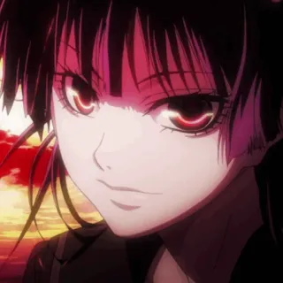 🕷 423346e8 Anime, Mädchen, rote Augen, dunkles Haar whatsapp sticker