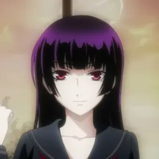 🥀 85880e6e Anime, Mädchen, Schuluniform, lila Haare, schwarze Haare whatsapp sticker