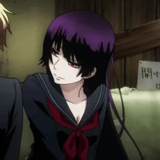 🕷 8faf6835 Anime, Mädchen, lila Haare, schwarze Haare, Schuluniform whatsapp sticker