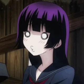 🕸 b540d24f Anime, Mädchen, Schuluniform, lila Haare, Cartoon whatsapp sticker