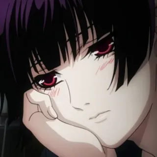 🥀 b8a5629e Anime, Mädchen, Porträt, rote Augen, dunkles Haar whatsapp sticker