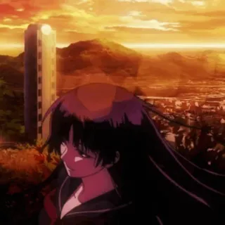 🕷 f12046af Anime, Mädchen, Sonnenuntergang, Landschaft whatsapp sticker