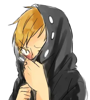 😅 0774e497 アニメ, キャラクター, パーカー, 赤面, 漫画, マンガ, 恥ずかしがり屋 telegram sticker