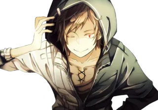 😏 7b77460f アニメ, キャラクター, パーカー, ニヤリ, 男性, ファンタジー telegram sticker