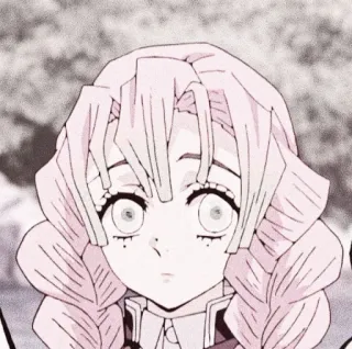 🧺 1027035d Mitsuri Kanroji Demon Slayer 动漫, 鬼灭之刃, 甘露寺蜜璃, 恋柱, 粉色头发, 可爱, 角色 telegram sticker