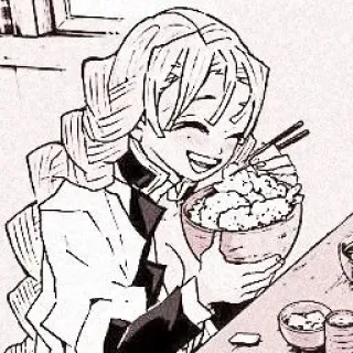 🌸 c6b4c8cf 动漫, 吃, 开心, 米饭, 筷子 telegram sticker