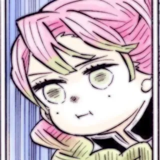 😐 84fd801a Mitsuri Kanroji Demon Slayer Anime, Manga, Demon Slayer, Mitsuri Kanroji, cheveux roses, Chibi telegram sticker