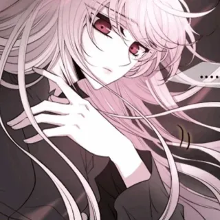 🌙 21116f27 Anime, Manga, roze haar, rode ogen, vrouw, lang haar, illustratie telegram sticker