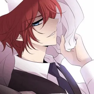 🌙 2db8aac7 anime, rood haar, mannelijk, illustratie, cartoon telegram sticker