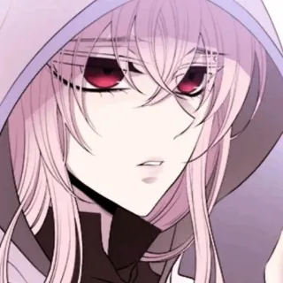 🌙 7e836374 anime, manga, hoodie, roze haar, rode ogen, portret telegram sticker