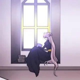 🥀 8724a0d9 vrouw, raam, lezen, boek, zittend telegram sticker