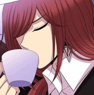 🥀 a051ed89 Anime, Manga, Cartoon, Koffie, Thee, Drankje, Personage, Rood haar telegram sticker