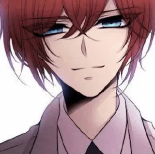 🥀 e7e9cffc anime stijl, manga, rood haar, man, glimlach telegram sticker