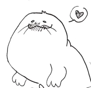 ❤ 697c022d 海豹, 可爱, 卡通, 动物, 心, 爱, 素描, 哺乳动物 telegram sticker
