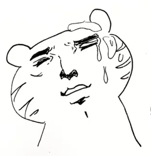 🛁 6e6ba38c 老虎, 难过, 哭泣, 表情包, 插画, 卡通, 素描 telegram sticker