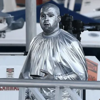 🧪 879abb61 Kanye West серебристый, металлик, Канье, выступление, рэпер whatsapp sticker