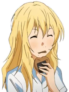 🙂 030e4835 anime, girl, blonde, eating, cute, happy telegram sticker
