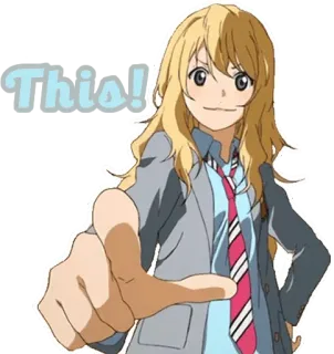 🙂 4acd23bd This! anime, pointing, character, blond hair, school uniform telegram sticker