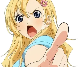 🙂 cad71696 anime girl, pointing, angry, blonde hair, cartoon telegram sticker