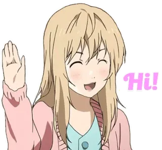 🙂 e0d80775 Hi! anime, girl, hi, greeting, waving telegram sticker