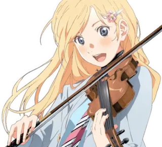 🙂 ffe775ff Kaori Miyazono Your Lie in April anime, violin, blonde, girl, music, character, kaori telegram sticker