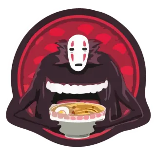 🤴 1e9f4f5e No-Face Spirited Away Chihiros Reise ins Zauberland, No-Face, Studio Ghibli, Anime, Ramen, Japanisch, Cartoon, Maske telegram sticker