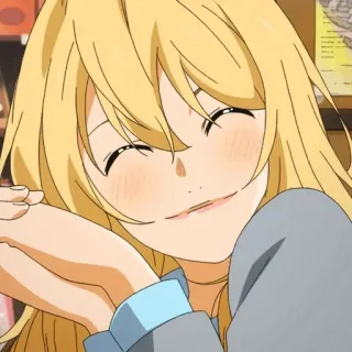 💛 7452cacc Kaori Miyazono Your Lie in April Anime, Ragazza, Sorridendo, Capelli biondi, Carina, Personaggio, Kaori Miyazono, Your Lie in April telegram sticker