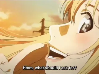 🎻 324b8724 Hmm, what should I ask for? อนิเมะ, ผู้หญิง, ถาม, ผมบลอนด์ telegram sticker