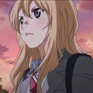 🎻 e6def819 Kaori Miyazono Your Lie in April อนิเมะ, ตัวละคร, ผมสีบลอนด์, ชุดนักเรียน telegram sticker