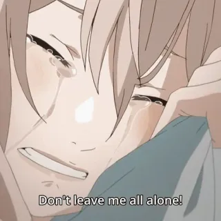 🎻 229354c6 Don't leave me all alone! アニメ, 悲しい, 泣く, 寂しい, エモい, キャラクター, 懇願 telegram sticker