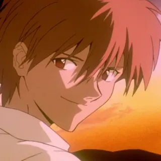 🧊 8472083f Shinji Ikari Neon Genesis Evangelion anime, character, eva, sunset, smiling telegram sticker