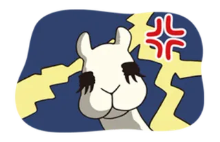 😓 6815d54b 羊驼, 生气, 恼火, 卡通, 动物, 表情 telegram sticker