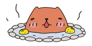 😌 9ddec3d2 卡通, 动物, 可爱, 可爱, 洗澡, 温泉, 放松 telegram sticker