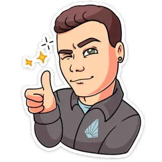 😉 b29e4d0a uomo, pollice su, occhiolino, cartone animato, positivo, approvazione whatsapp sticker