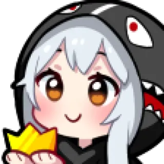 👑 4cd21809 Аниме, Девочка, Акула, Корона, Милый, Чиби, Мультфильм telegram sticker