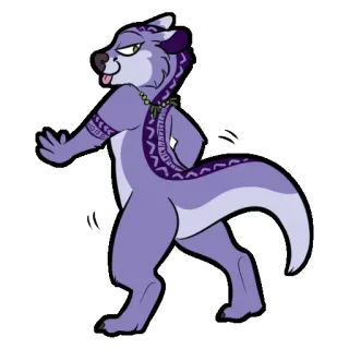 😘 534b6e94 แอนโทร, นาก, การ์ตูน, สีม่วง, สัตว์, ตัวละคร telegram sticker