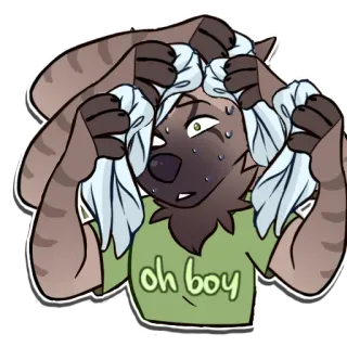 💦 4bb81884 oh boy Furry, Nhân hóa, Động vật, Kiệt sức, Đẫm mồ hôi, Hoạt hình telegram sticker
