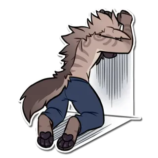 😔 9b0e3a25 nhân hóa, chó sói, buồn, khóc, hoạt hình, furry, động vật telegram sticker