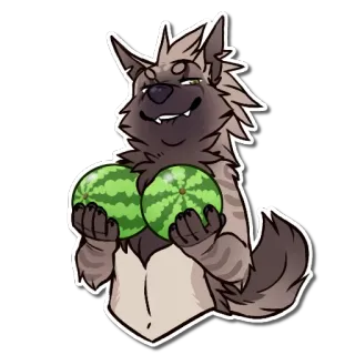 🍈 d074de3b Furry, Dưa hấu, Động vật, Hoạt hình telegram sticker