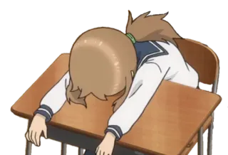 😴 934de9df Anime, Dziewczyna, Studentka, Biurko, Sen, Zmęczona telegram sticker