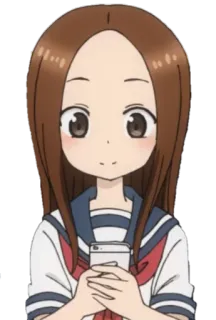 😄 9d64e9c6 Takagi Teasing Master Takagi-san Anime, Takagi, Dziewczyna, Mundur szkolny, Telefon telegram sticker