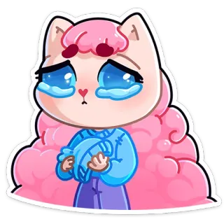 😢 00649070 고양이, 울음, 슬픈, 만화, 애니메이션, 귀여운 telegram sticker
