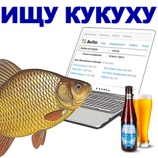 🐠 155a1b87 pez, cerveza, portátil, Avito, compras online telegram sticker