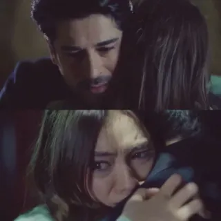 🖤 d18776f3 abbraccio, piangere, triste, emozione, coppia whatsapp sticker