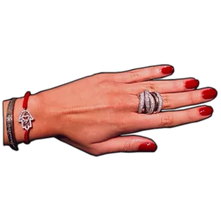 ✋ fcf9124d mano, gioielli, anello, bracciale, manicure, smalto rosso telegram sticker