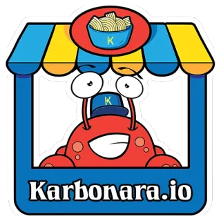 🛒 34360d21 Karbonara.io Carbonara, Krab, Eten, Cartoon, Website, Logo telegram sticker