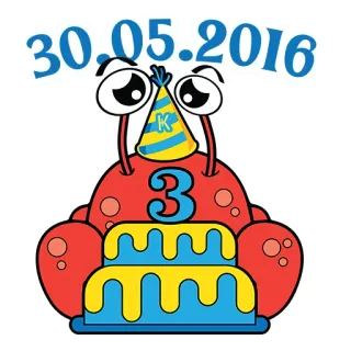 🎉 9f77f09f 30.05.2016 verjaardag, feest, taart, monster, party, datum telegram sticker