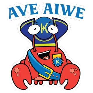 👑 fe9fa9c9 AYE AIWE krab, cartoon, officier, grappig, dier, zeedier telegram sticker