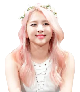 😁 4c30896a woman, girl, pink hair, flower crown, portrait, person whatsapp sticker